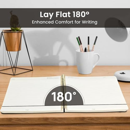 Taja Large Spiral Lined Journal for Women and Men, Notebook for Work - color: R-Midnight Bloom