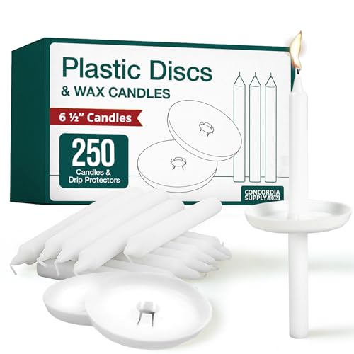 Concordia Supply 6.5" x 1/2" Candle & Plastic Disc Drip Protector, 250 Ct - size: 6.5 inches