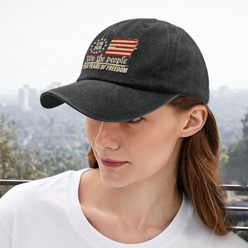 U.S. 250th Anniversary 250 Years Freedoms 1776-2026 Baseball Hats Funny - color: Pigment Black