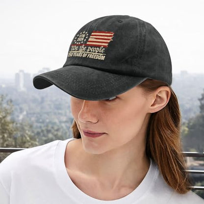 U.S. 250th Anniversary 250 Years Freedoms 1776-2026 Baseball Hats Funny - color: Pigment Black