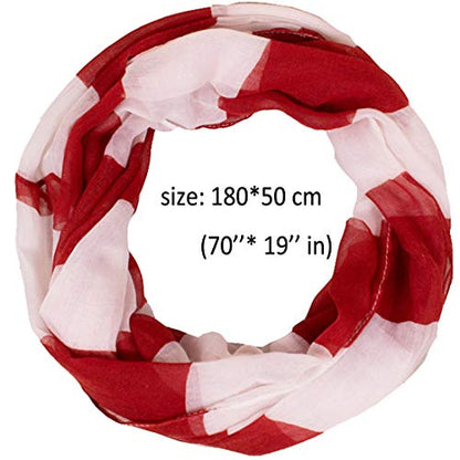 Lightweight Scarfs for Women Infinity Plaid and Striped Many Style - color: Red