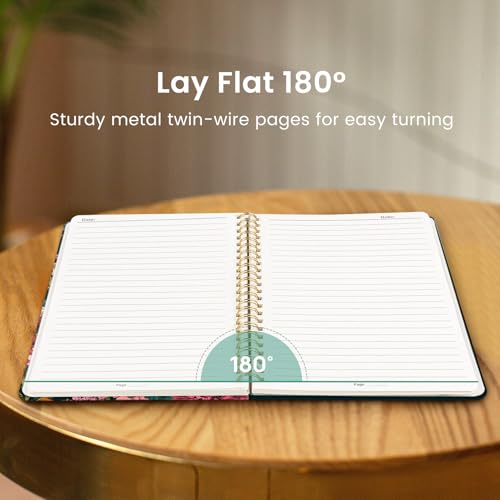 Taja Lined Spiral Journal for Women, A5 Cute Hardcover Notebook for Work - color: O-Wildflower Reverie