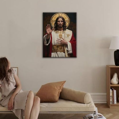 Jesus Blessing Canvas Wall Art, Gallery Wrapped Christian Print, 12x16 - color: Majestic Jesus, size: 16"L x 12"W