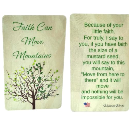 Westmon Works Mustard Seed Holy Card with Faith Can Move Mountains Prayer Bulk Lot Laminated Made in the USA, Pack of 10