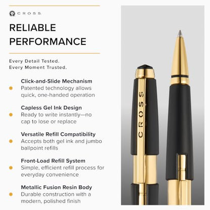 Cross Edge Matte Black Selectip Rollerball Pen, Medium Point, Black Ink - color: Black