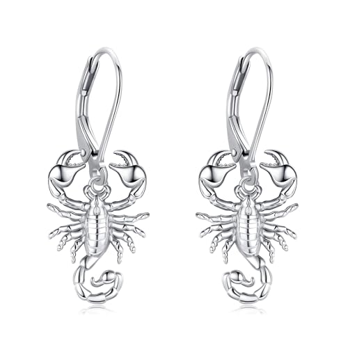 Crab/Mushroom/Lobster/Bat/Angler Fish/Tiger/Elephant/Jellyfish/Flamingo/Scorpion Earrings Dangling Sterling Silver Created Blue Opal Earrings Jewelry Gifts for Women Girls… - style: Scorpion