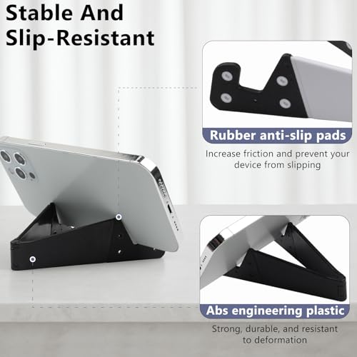 Portable Mobile Phone Stand for Desk, Foldable Pocket Travel Holder, Universal V Smartphone Kickstand Mount Compatible with iPhone, iPads, Kindle, Android, Pack of 4