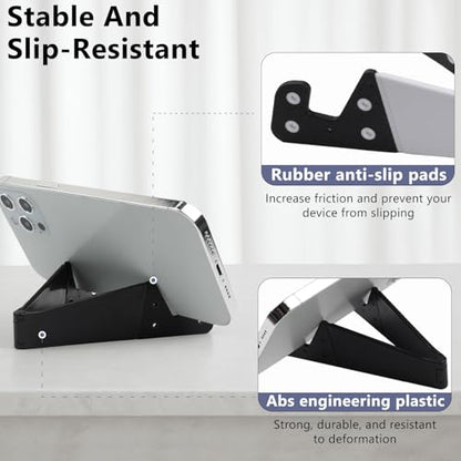 Portable Mobile Phone Stand for Desk, Foldable Pocket Travel Holder, Universal V Smartphone Kickstand Mount Compatible with iPhone, iPads, Kindle, Android, Pack of 4