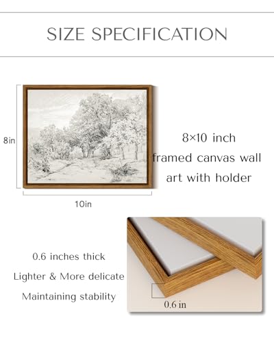 InSimSea Framed Canvas Wall Art, Forest Landscape Sketch Print, 10x8 Inch - color: Hard to Find Tree