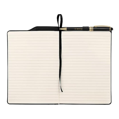 Canopy Street Black Notes Padfolio And Pen Set/Two Piece Journal Writing Stationery Set/Faux Leather Folio Notebook With Black And Gold Pen
