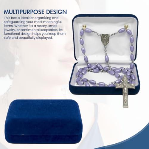 Novel Box Blue Communion Keepsake Rosary Box 3.25x2.5x1 Inches - color: Blue