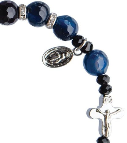 Blue Agate 8mm Rosary Bracelet