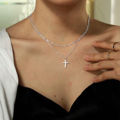 Zalcon Layered Cross Necklaces Jewelry Stack for Women Non Tarnish - style: Silver