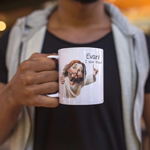I Saw That Jesus Mug, Customized Christian Humor Ceramic Cup, Custom Name Funny Jesus Mug, Christian Themed Coffee Cup 11oz 15oz, Personalized Religious Mug, Gift For Mom Dad - color: XUA-324-1561-JESUS I SAW THAT MUG