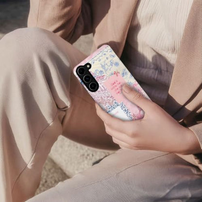 Compatible with Samsung Galaxy S23,2-in-1 Frosted Phone Cover Shockproof Case - Bible Verse Pink Tulip Flowers - color: Bible Verse Pink Tulip Flowers, size: Samsung Galaxy S23
