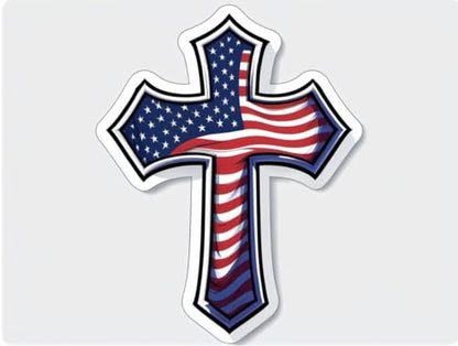 American Flag Cross Sticker Christian Faith Jesus Decal Patriotic USA Cross Vinyl Waterproof 5 Inch for Car Truck Laptop Window Water Bottle Religious Gift - color: 10
