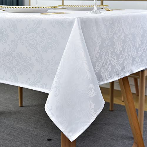 SASTYBALE White Tablecloth Rectangle 52 x 70 Inch Jacquard Tablecloth - color: A-white, size: 70" x 52" (Rectangular)
