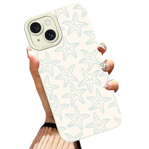 Summer Beach Green Starfish Phone Case for iPhone 15 Case Girly Pattern Shockproof Soft Protective for Women Men Phone Cover Funda for iPhone 15 6.1 Inch - color: Blue Starfish, size: for iPhone 15