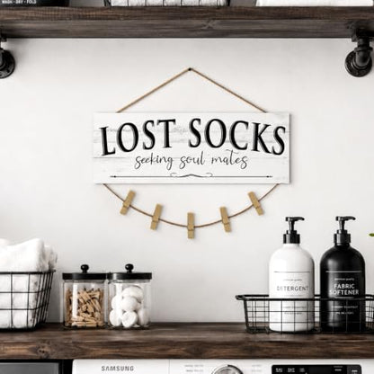 Laundry Room Signs Lost Socks Hanging Decor Wall 6" x 14.5" - color: Lost Socks A