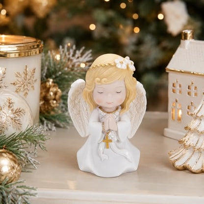 Comfy Hour 5 Inch First Communion Praying Angel Figurine, Rosary Decor