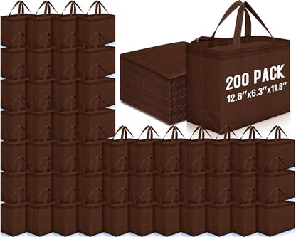 Windyun Reusable Grocery Bags Non Woven with Handles - color: Brown