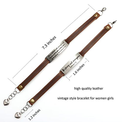 Yiyang Christian Gifts Leather Bracelet for Women Inspirational Faith Bible Verse Religious Jewelry Christmas Birthday Baptism Gift for Women - style: you are loved forever Romans 8:38-39