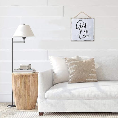 Bible Verse Sign God Is Love Wooden Quote Sign 12x12 Bible Verse Sign Inspirational Christian Gifts Religious Sign Rustic Wood Hanging Sign for Home Bedroom Living Room Wooden Poster - color: Wooden Color-style-3