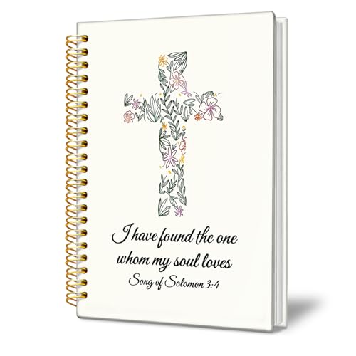 Floral Christian Cross Notebook, Christian Gifts for Women - color: Minimalist Floral Cross Christian Notebook