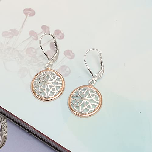 LeCalla 925 Sterling Silver Leverback Drop Dangle Earrings for Women | Lightweight Celtic-Knot Filigree Heart Teardrop Dangle Earring | Vintage Inspired Jewelry Gifts for Women - color: Leverback-03