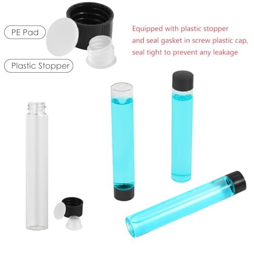 12PCS 30ml Clear Glass Small Vials with Screw Caps & Plastic Stoppers - size: 30ml