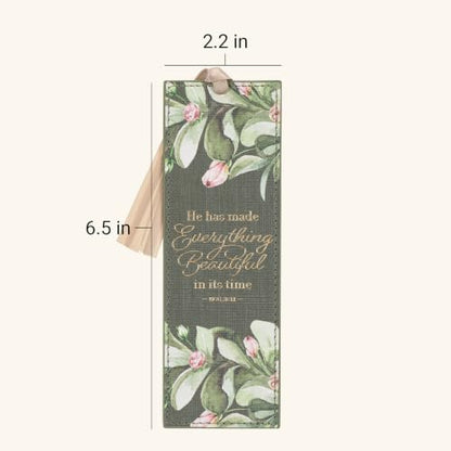 Christian Art Gifts Faux Leather Bookmark for Women: Everything Beautiful - color: Forest Green/Everything Beautiful