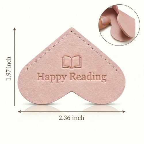 Leather Heart Bookmarks for Women - 6 Pcs Happy Reading Embossed Corner Page Bookmarks, Cute Book Marks Gift for Book Reading Lovers Teachers Students, for School Office Home Supplies - color: Heart-happy Reading