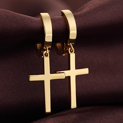 Jianhanzb S925 Sterling Silver Cross Earrings for Women Men - color: A: yellow