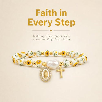 Holy Water Bracelet for Women,Religious Christian FaithJewelry - color: (Yellow1)