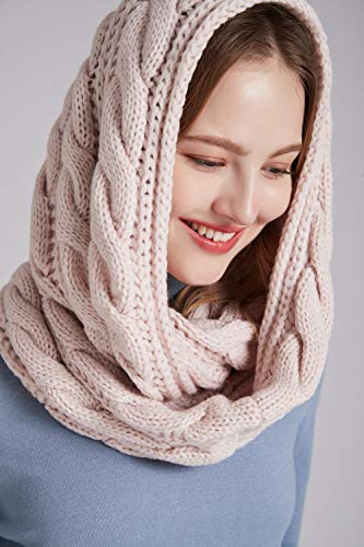 NEOSAN Womens Thick Ribbed Knit Winter Infinity Circle Loop Scarf - color: Twist Light Pink