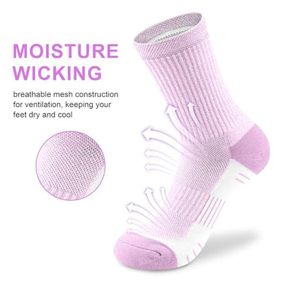 cuangya Women Crew Socks Athletic Cushioned Running Hiking 3-5 Pairs - color: 5 Pairs Spliced Purple, size: 5-8