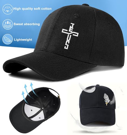 Baseball Cap for Men Cotton Black Baseball Hat for Mens Snapback Hats Trucker Dad Hat Snap Back Flat Bill Men's Caps - color: Cross