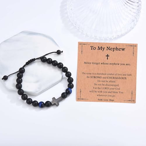 EFVISD Cross Bracelet for Boys Kids Mens Son Grandson Nephew Brother - color: Nephew