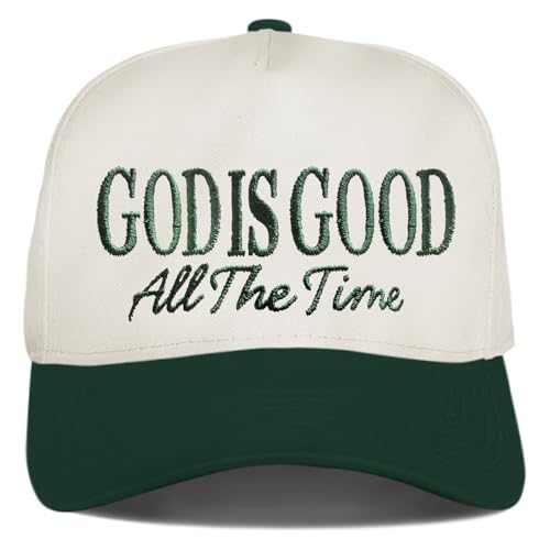 Put It On My Husband's Tab Funny Trucker Hats Women Vintage Adjustable Baseball Cap Embroidery Fashion Trucker Hat - color: God is Good All the Time - Beige/Green