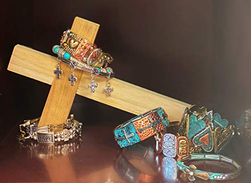 Madison Tyler Religious Prayer Bracelet For Women - style: Gold Plated/Silver Plated/Rose Gold Plated Patina Turquoise Stretch Heart Love Bracelet