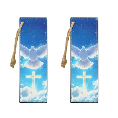 2 Pack Leather Bookmark Mushroom Bookmark for Teachers, Students, Book Lovers Cross Dove Fun Book Marks for Reading Cool Bookmarks, Book Marks for Adults Kids - color: Cross Dove