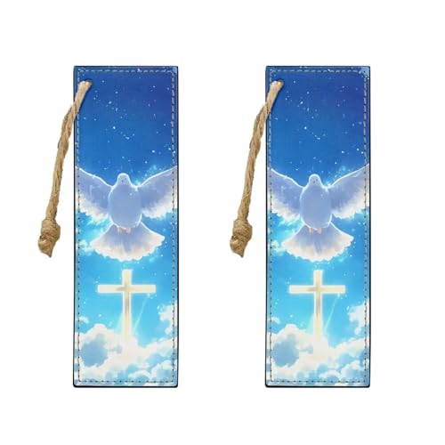 2 Pack Leather Bookmark Mushroom Bookmark for Teachers, Students, Book Lovers Cross Dove Fun Book Marks for Reading Cool Bookmarks, Book Marks for Adults Kids - color: Cross Dove