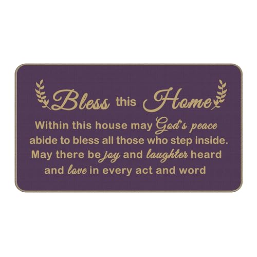 Bless This Home Decorative Indoor Outdoor Doormat,House Warming Gifts Front Door Mat 17x30 Inch Religious Decoration Welcome Mat - for Home Entrance, Outside Entry, Yard, Floor, Patio（Purple） - color: 17 Doormat 5