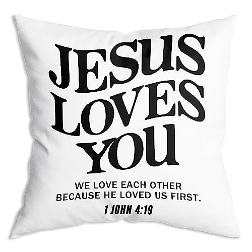 Jesus Loves You Bible Verse Soft Throw Pillow Case Cushion Cover Decor for Sofa Couch Bed 18x18 inch Christian Art Religious Gifts - color: 10 Christian