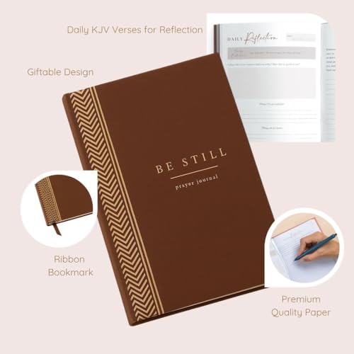 Daily Prayer Journal with Prompts | 90-Day Guided Devotional & Scripture Reflection | Bible Study and Spiritual Growth Tracker | Undated Faith Planner, 5.5x8" - Brown Chevron - color: Chevron Brown