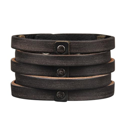 GelConnie Punk Leather Cuff Bracelet Adjustable Straps Wrap Bracelets Arm Armor Cuff Gothic Leather Wristbands for Men, Women - color: MLPB097-Brown