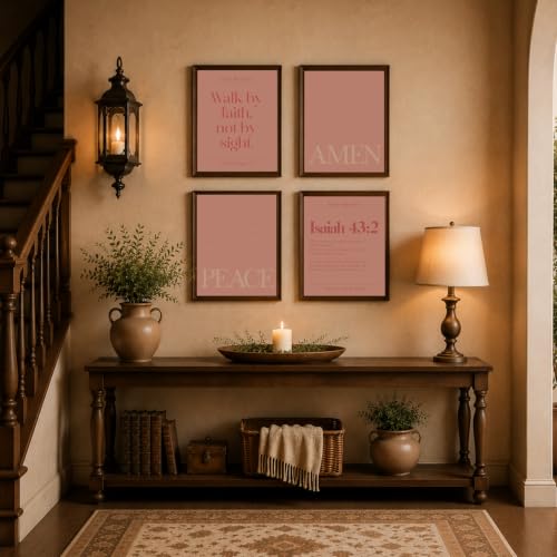 WEFKODO Pink Christian Bible Verse Motivational Wall Art 8x10 Unframed - color: white-bible3