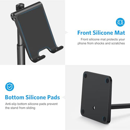 OMOTON CA02 Cell Phone Stand with Charging Hole for Desk Lightweight Black - color: Black