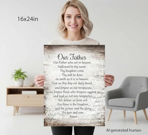 YOXORDQ Our Father Prayer Canvas Wall Art-Canvas Wrapping 16x24in - color: Our father, size: 24"L x 16"W