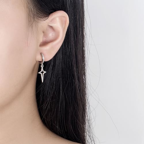 Minimalist Cross Hollow Star Dangle Drop Small Hoop Earrings Constellation Tiny Star Cartilage Huggie Earring Jewelry